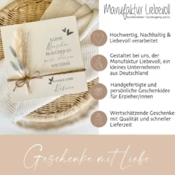 Abschiedsgeschenk für Erzieher/in | Holzbild mit Namen, Spruch & Blumen als Dankeschön Geschenk | Kindergarten Geschenkidee zum Abschied | Danke | Manufaktur Liebevoll