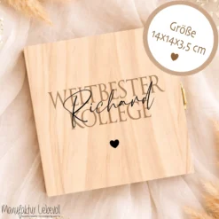 Abschiedsgeschenk Kollegin Kollege personalisiert | Jobwechsel Geschenk | Danke Geschenk Arbeit Holzbox mit Namen