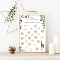 Achtsamkeits Adventskalender als Poster mit 24 Affirmationen | Dankbarkeit | Selbstliebe | Geschenk | Weihnachtskalender