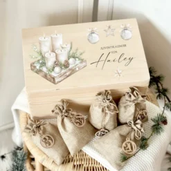 Adventskalender "Adventskerzen", Personalisierte Adventskiste zum Befüllen für die Weihnachtszeit