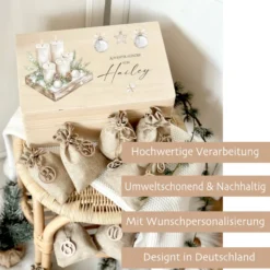 Adventskalender "Adventskerzen", Personalisierte Adventskiste zum Befüllen für die Weihnachtszeit