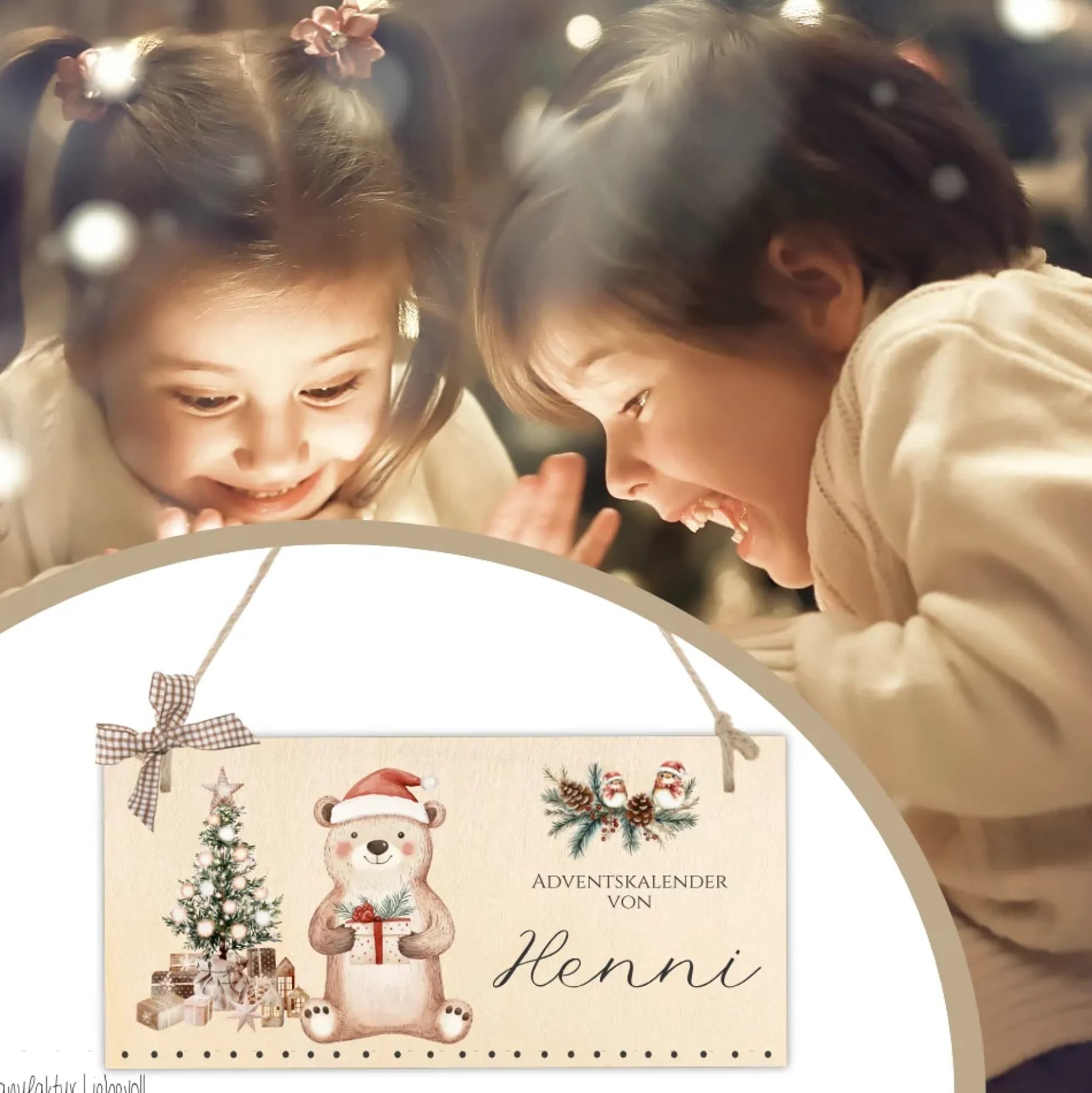 Adventskalender " Bär " Personalisiert Mit Namen für Kinder zur Adventszeit zum Befüllen