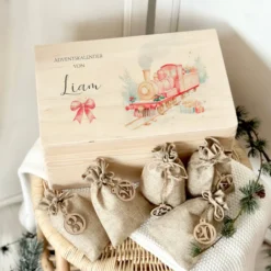 Adventskalender "Eisenbahn", Personalisierte Adventskiste zum Befüllen für Kinder