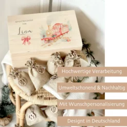 Adventskalender "Eisenbahn", Personalisierte Adventskiste zum Befüllen für Kinder