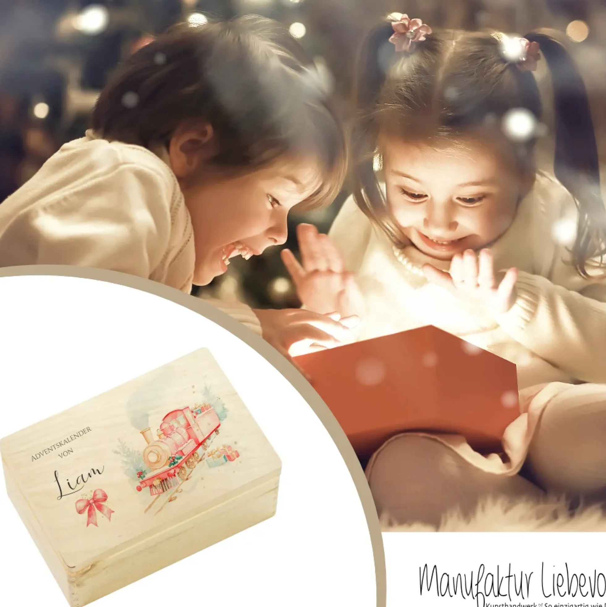 Adventskalender "Eisenbahn", Personalisierte Adventskiste zum Befüllen für Kinder
