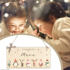 Adventskalender für Kinder Personalisiert mit Namen zum Befüllen mit Weihnachsfiguren aus Holz