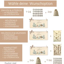 Adventskalender mit Namen zum Befüllen Stoff Adventskalender Winterlandschaft Geschenk Frauen Männer Kinder