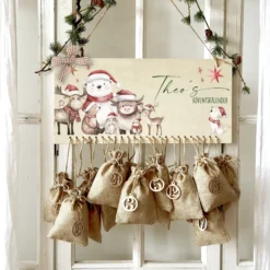 Adventskalender Personalisiert für Kinder mit Name mit niedlichen Tiermotiv zum Befüllen