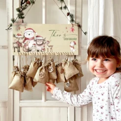 Adventskalender Personalisiert für Kinder mit Name mit niedlichen Tiermotiv zum Befüllen