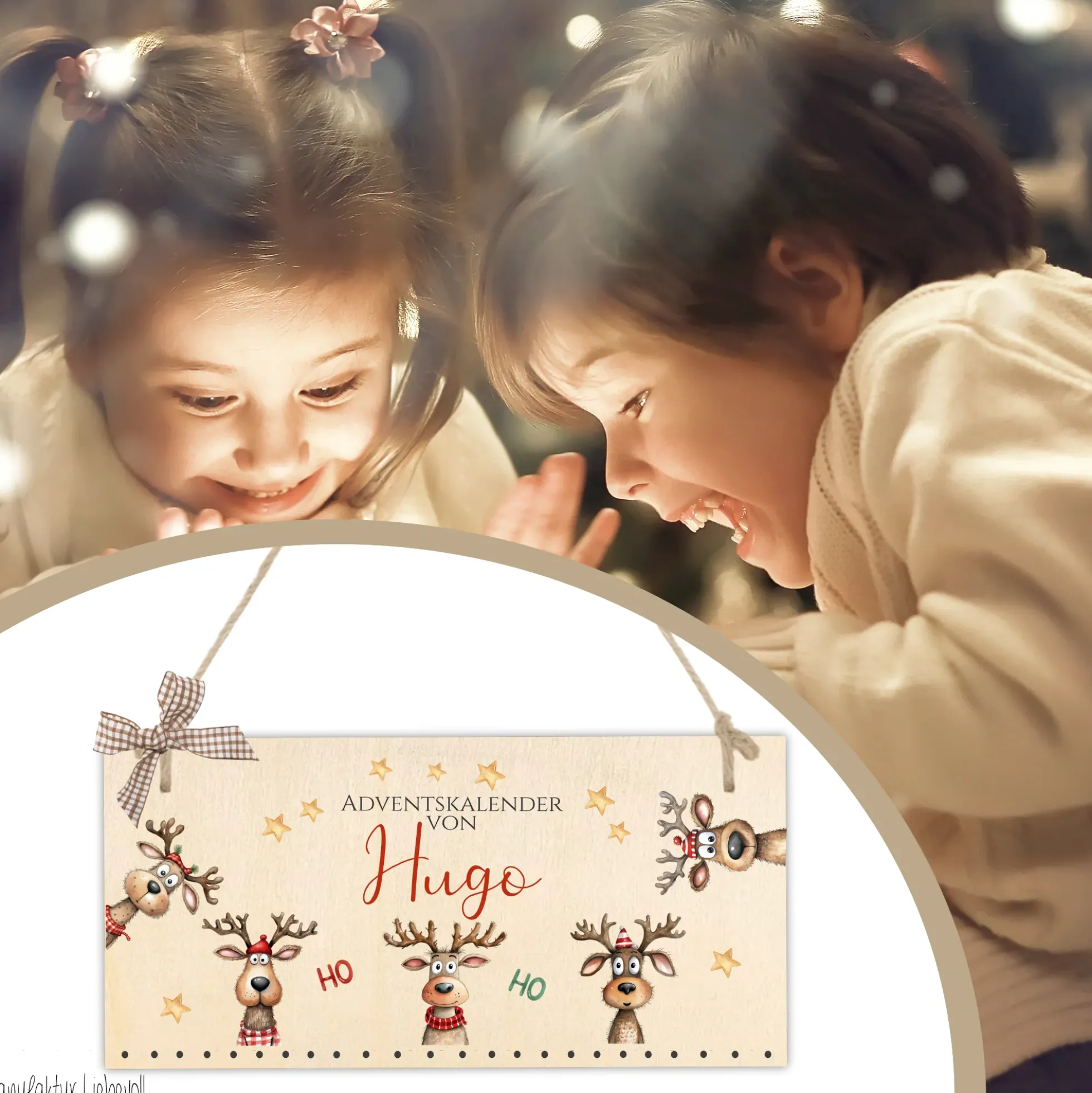 Adventskalender " Rentiere " Personalisiert mit Namen für Kinder zum Befüllen