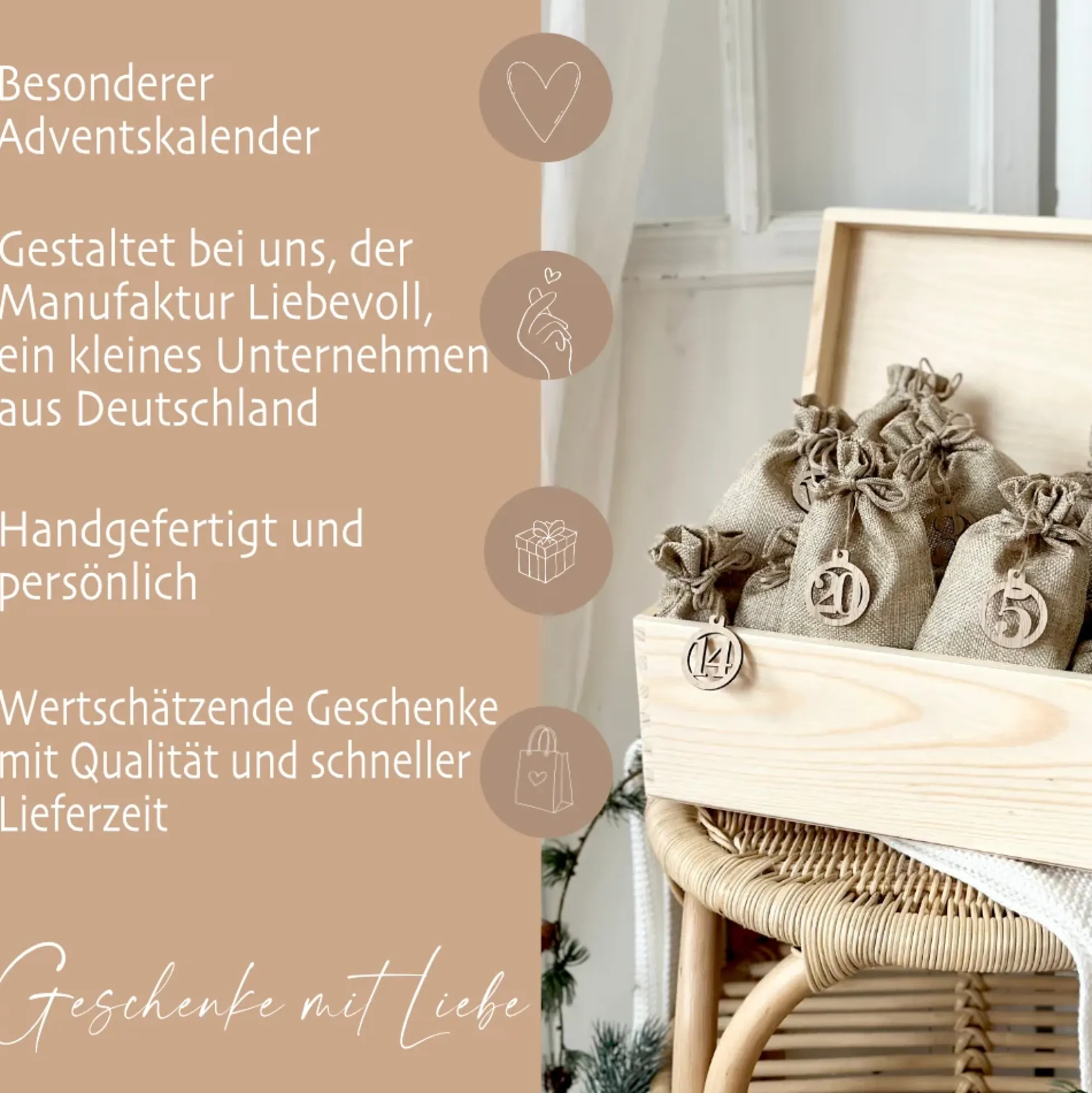 Adventskalender "Weihnachtsdorf", Personalisierte Adventskiste zum Befüllen für die Adventszeit