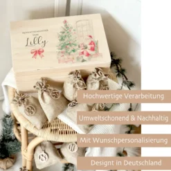 Adventskalender "Weihnachtsmann", Personalisierte Adventskiste zum Befüllen
