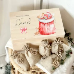 Adventskalender "Weihnachtssack", Personalisierte Adventskiste zum Befüllen für die Adventszeit