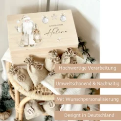 Adventskalender "Weihnachtsmann", Personalisierte Adventskiste zum Befüllen für die Weihnachtszeit
