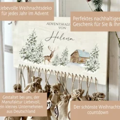Adventskalender "Winterlandschaft" Personalisiert für Frauen und Männer mit Namen zum Befüllen für die Adventszeit