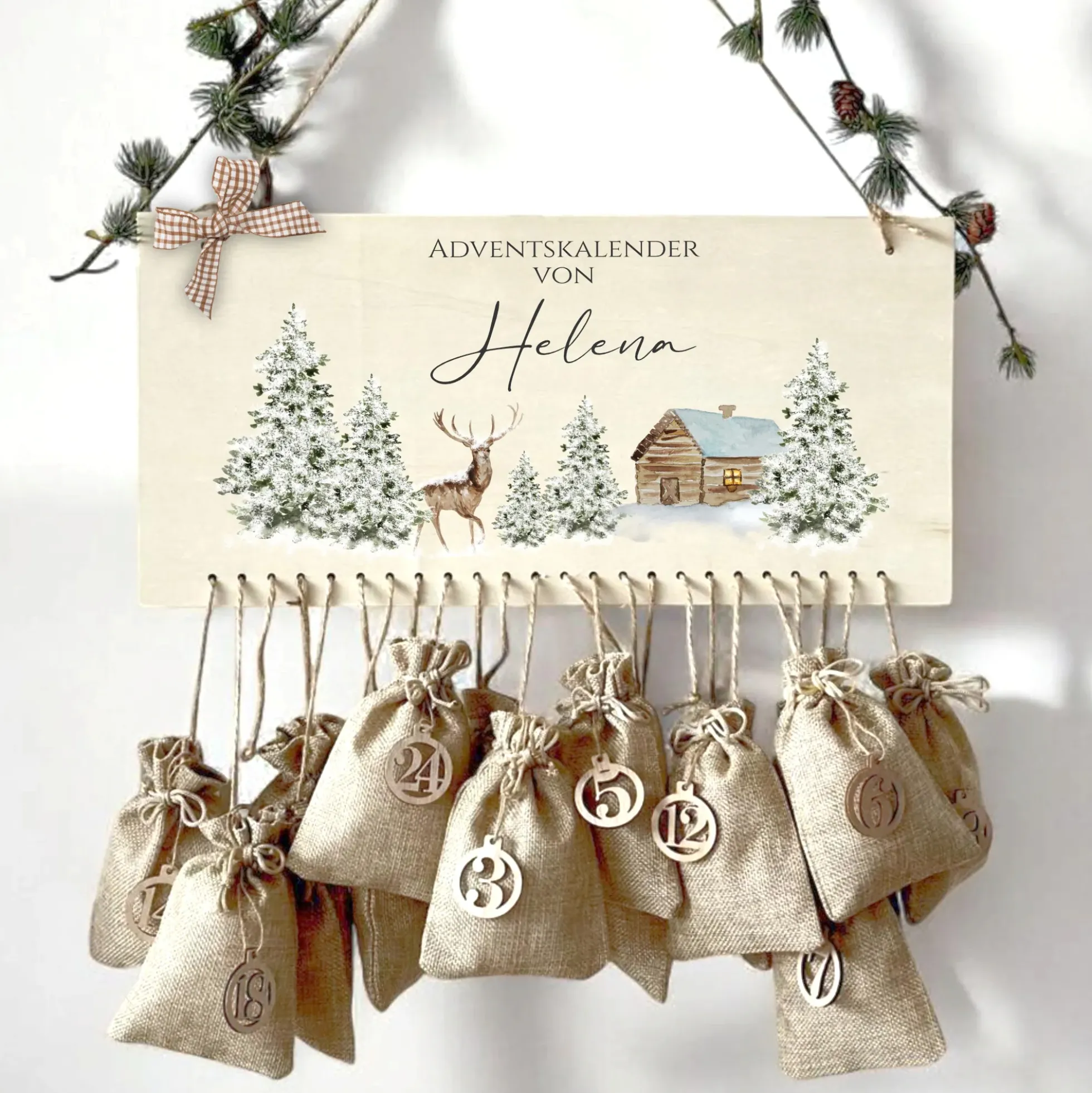 Adventskalender "Winterlandschaft" Personalisiert für Frauen und Männer mit Namen zum Befüllen für die Adventszeit