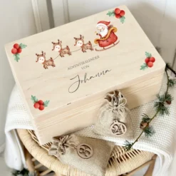 Adventskalender zum Befüllen für Kinder, Personalisierte Adventskiste mit Weihnachtsmotiv