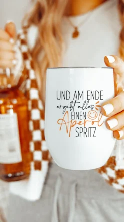 Aperolbecher to go Weinbecher Edelstahl Weinglas Isolierter Becher Aperol Spritz Thermobecher Geschenk Frau Freundin