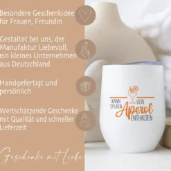 Aperolbecher to go Weinbecher Edelstahl Weinglas Isolierter Becher Aperol Spritz Thermobecher Geschenk Frau Freundin