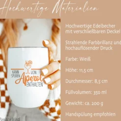 Aperolbecher to go Weinbecher Edelstahl Weinglas Isolierter Becher Aperol Spritz Thermobecher Geschenk Frau Freundin