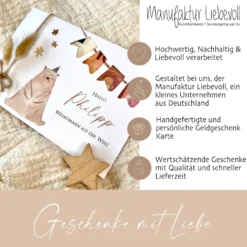Baby Geburt Glückwunsch Karte Name personalisiert I Junge Mädchen Geschenk I Taufe Glückwunschkarte Geldgeschenk Geburtskarte