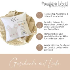 Babykissen für Neugeborene zur Geburt mit Geburtsdaten und Namen, Motiv: Maus
