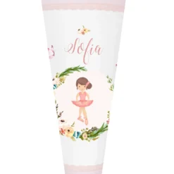 Besondere Schultüte aus rosa Stoff mit einer Ballerina | Personalisierte Stoffschultüte liebevoll handgefertigt | Optional mit Füllkissen und Spitzenschutz