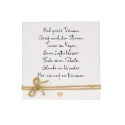 Besonderes Geschenk aus Holz | Wandbild mit Spruch "Hab große Träume“ | Zum Dekorieren u. verschenken | Besondere Geschenkidee zum Geburtstag, zur Konfirmation, zur Prüfung, zum Abitur uvm. | Holzbild mit wundervollen Wünschen