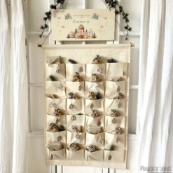 Boho Adventskalender mit Namen personalisiert vintage Stoff Adventskalender zum Befüllen Kalender Geschenk Frauen Männer Kinder Familie