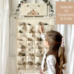 Boho Adventskalender mit Namen personalisiert vintage Stoff Adventskalender zum Befüllen Kalender Geschenk Frauen Männer Kinder Familie