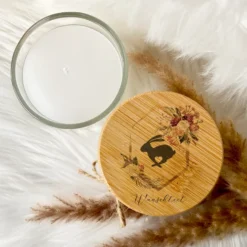 Boho Duftkerze Ostern mit Wunschtext im Glas als personalisiertes Ostergeschenk