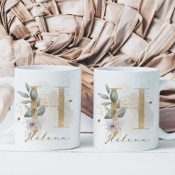 Boho Tasse mit Namen personalisiert I Kaffeetasse Buchstabe Geschenkidee Geburtstag I Keramiktasse Frau Blume I Manufaktur Liebevoll