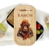 Brotdose "Affe" wählbar in Edelstahl mit Bambusdeckel und Namen für Kinder u. Teenager | Brotdose mit coolem Schimpansen | Personalisiertes Geschenk für Kinder