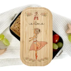 Brotdose mit Namen für Mädchen und Jungen | Lunchbox mit Motiv "Ballerina" | Wählbar in Edelstahl | Personalisiertes Geschenk zum Thema Ballett