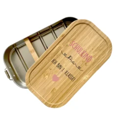 Brotdose "Schulkind " mit Namen und Bambusdeckel | Lunchbox für die Schule | Personalisierte Geschenkidee für Kinder zur Einschulung