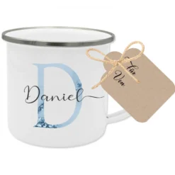 Buchstabentasse mit Namen | Personalisiertes Tassengeschenk für Sie und Ihn in Rosa und Blau | 2 Motivvarianten zur Auswahl