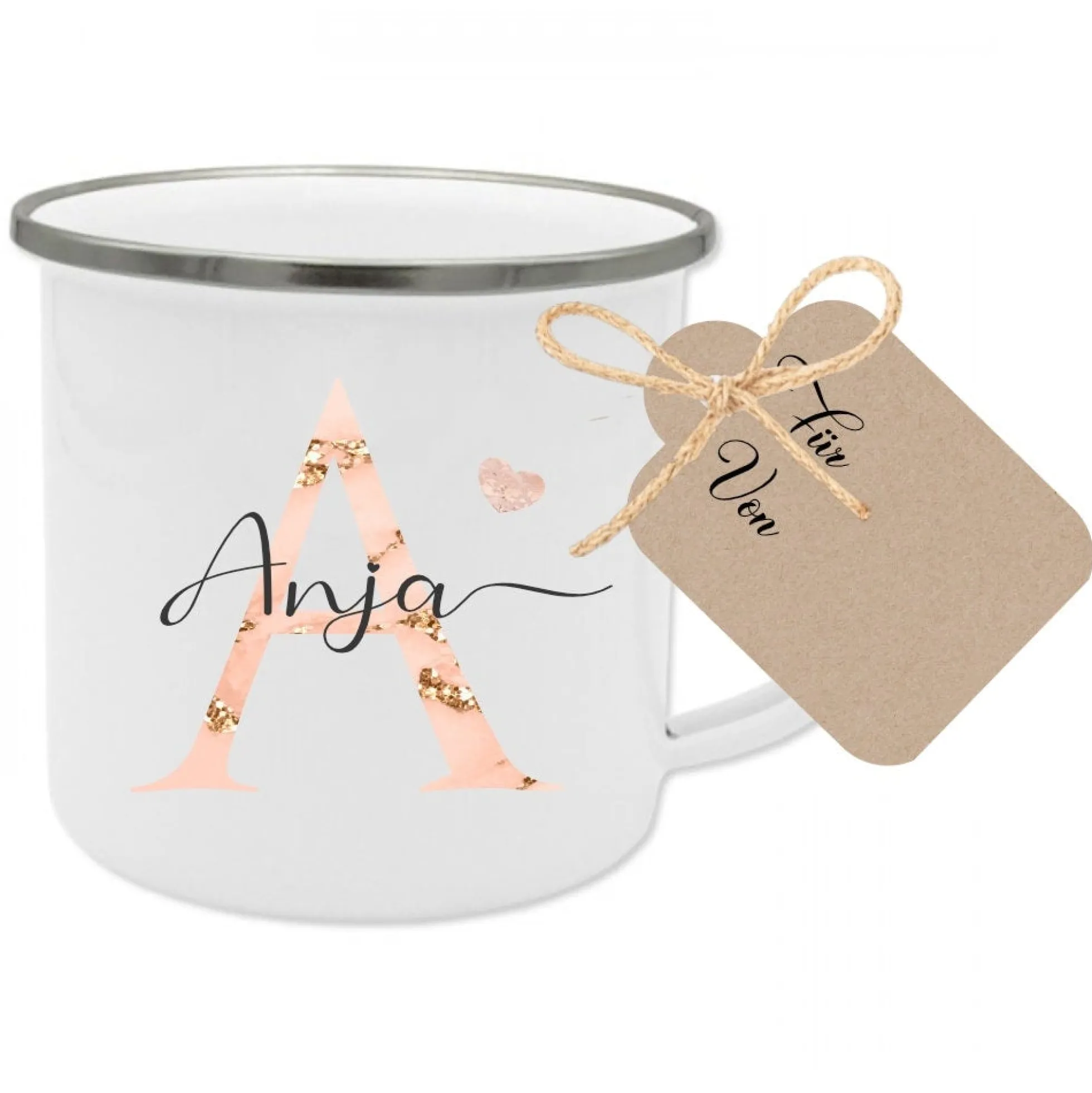 Buchstabentasse, personalisiert mit dem Namen für Ihn und Sie in Blau und Rosa | 2 Motivvarianten zur Auswahl
