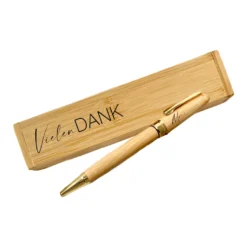 Danke Kugelschreiberset mit Namen als Geschenk für Sie und Ihn mit Etui aus Bambus