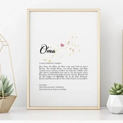 Digitales Poster für die Oma | Geschenk für die Großmutter mit Definition | zum Ausdrucken