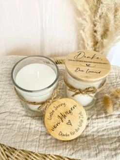 Duftkerze "Danke für die tolle Zeit" im Glas mit Namen als Dankeschöngeschenk zum Abschied
