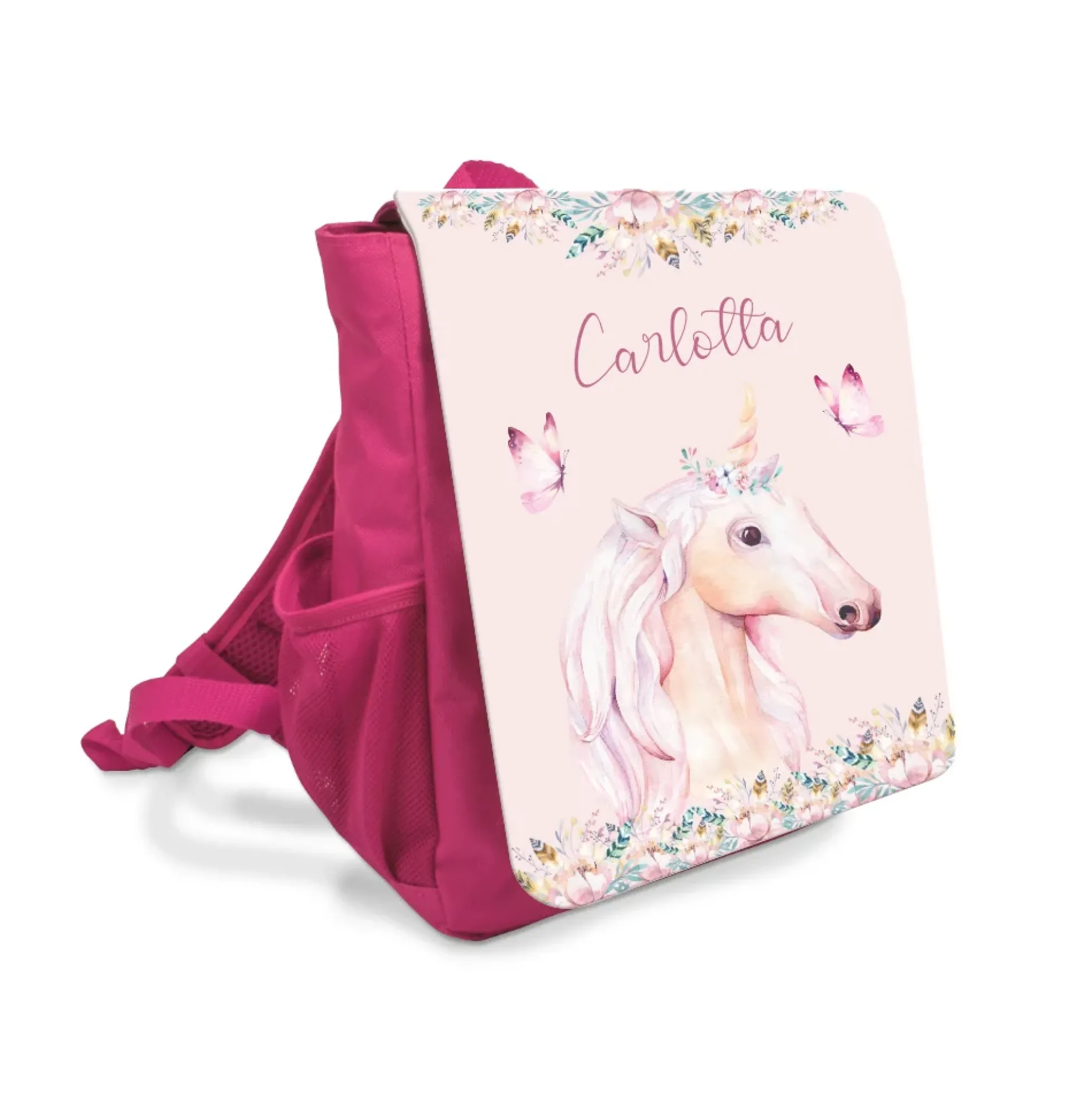 Einhorn Kindergartenrucksack mit Namen | Personalisierter rosa Rucksack für Mädchen | Nachhaltiges Geschenk für Kindergartenkinder von 2-6 Jahre