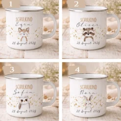 Einschulung Geschenk Schulkind 2026 I Personalisierte Kinder Tasse mit Namen viele Motive I Mädchen Einschulung Junge Geschenk Schulstart
