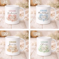 Einschulung Geschenk Schulkind 2026 I Personalisierte Kinder Tasse mit Namen viele Motive I Mädchen Einschulung Junge Geschenk Schulstart