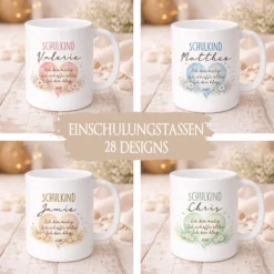 Einschulung Geschenk Schulkind 2026 I Personalisierte Kinder Tasse mit Namen viele Motive I Mädchen Einschulung Junge Geschenk Schulstart