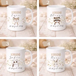 Einschulung Geschenk Schulkind 2026 I Personalisierte Kinder Tasse mit Namen viele Motive I Mädchen Einschulung Junge Geschenk Schulstart