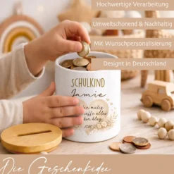 Einschulung Geschenk 2026 – Spardose personalisiert mit Namen – Schulkind Junge Mädchen – Geschenk zum Schulanfang