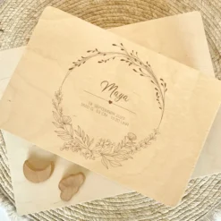 Erinnerungsbox aus Holz, Personalisierte Holzkiste für Babys zur Geburt mit Geburtsdaten
