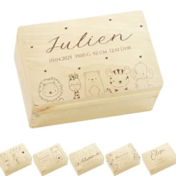 Erinnerungsbox Baby Personalisiert Baby Erinnerungskiste aus Holz Babygeschenk Geschenk zur Geburt Taufe Geburtsgeschenk Taufgeschenk Mädchen Junge