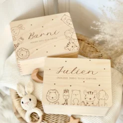 Erinnerungsbox Baby Personalisiert Baby Erinnerungskiste aus Holz Babygeschenk Geschenk zur Geburt Taufe Geburtsgeschenk Taufgeschenk Mädchen Junge
