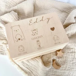 Erinnerungsbox Baby Personalisiert Baby Erinnerungskiste aus Holz Babygeschenk Geschenk zur Geburt Taufe Geburtsgeschenk Taufgeschenk Mädchen Junge